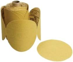 3M - 5" Diam, 320 Grit FEPA, Aluminum Oxide Adhesive PSA Disc - Gold, C Weighted Backing, Flexible, 12,000 Max RPM - Exact Tool & Supply