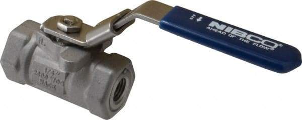 NIBCO - 1/4" Pipe, Reduced Port, Carbon Steel Standard Ball Valve - 1 Piece, Inline - One Way Flow, FNPT x FNPT Ends, Locking Lever Handle, 2,000 WOG - Exact Tool & Supply