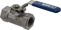 NIBCO - 3/4" Pipe, Reduced Port, Carbon Steel Standard Ball Valve - 1 Piece, Inline - One Way Flow, FNPT x FNPT Ends, Locking Lever Handle, 2,000 WOG - Exact Tool & Supply