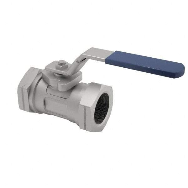 NIBCO - 3/8" Pipe, Reduced Port, Carbon Steel Standard Ball Valve - 1 Piece, Inline - One Way Flow, FNPT x FNPT Ends, Locking Lever Handle, 2,000 WOG - Exact Tool & Supply