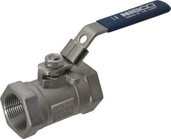 NIBCO - 1-1/4" Pipe, Reduced Port, Carbon Steel Standard Ball Valve - 1 Piece, Inline - One Way Flow, FNPT x FNPT Ends, Locking Lever Handle, 2,000 WOG - Exact Tool & Supply