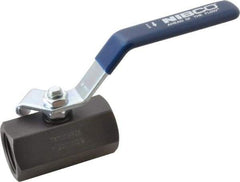 NIBCO - 1" Pipe, Carbon Steel Standard Ball Valve - 1 Piece, Inline - One Way Flow, FNPT x FNPT Ends, Lever Handle, 2,000 WOG - Exact Tool & Supply
