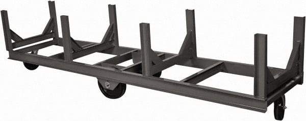 Durham - 10,000 Lb Capacity Steel Bar Cradle Truck - Steel Deck, 96" OAW, Phenolic Casters - Exact Tool & Supply
