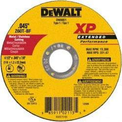 DeWALT - 24 Grit, 4-1/2" Wheel Diam, 7/8" Arbor Hole, Type 27 Depressed Center Wheel - Zirconia Alumina, Resinoid Bond, 13,300 Max RPM - Exact Tool & Supply