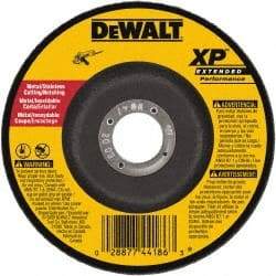 DeWALT - 24 Grit, 4" Wheel Diam, 3/32" Wheel Thickness, 5/8" Arbor Hole, Type 27 Depressed Center Wheel - Zirconia Alumina, Resinoid Bond, 15,200 Max RPM - Exact Tool & Supply