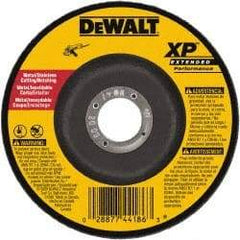 DeWALT - 24 Grit, 4" Wheel Diam, 3/32" Wheel Thickness, 5/8" Arbor Hole, Type 27 Depressed Center Wheel - Zirconia Alumina, Resinoid Bond, 15,200 Max RPM - Exact Tool & Supply