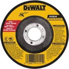 DeWALT - 24 Grit, 6" Wheel Diam, 3/32" Wheel Thickness, 7/8" Arbor Hole, Type 27 Depressed Center Wheel - Aluminum Oxide, Resinoid Bond, 10,100 Max RPM - Exact Tool & Supply