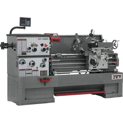 Jet - 14" Swing, 40" Between Centers, 230 Volt, Triple Phase Engine Lathe - 7MT Taper, 7-1/2 hp, 42 to 1,800 RPM, 3-1/8" Bore Diam, 40" Deep x 46-7/8" High x 97-1/2" Long - Exact Tool & Supply