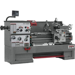 Jet - 14" Swing, 40" Between Centers, 230 Volt, Triple Phase Engine Lathe - 7MT Taper, 7-1/2 hp, 42 to 1,800 RPM, 3-1/8" Bore Diam, 40" Deep x 47" High x 97-1/2" Long - Exact Tool & Supply