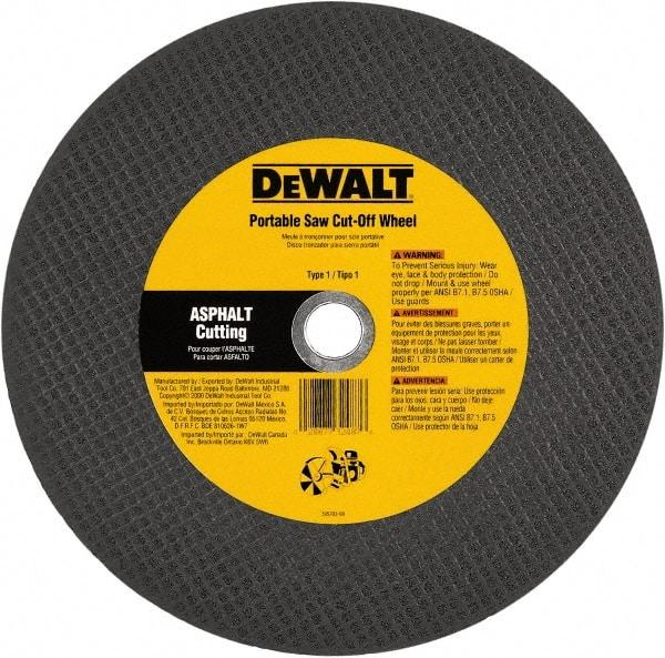 DeWALT - 12" 24 Grit Silicon Carbide Cutoff Wheel - 1/8" Thick, 20mm Arbor, 6,400 Max RPM, Use with Gas Powered Saws - Exact Tool & Supply