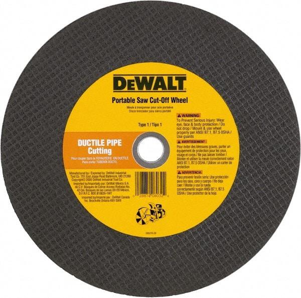DeWALT - 12" 24 Grit Aluminum Oxide Cutoff Wheel - 1/8" Thick, 1" Arbor, 6,400 Max RPM, Use with Gas Powered Saws - Exact Tool & Supply
