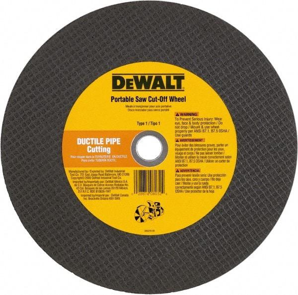 DeWALT - 12" 24 Grit Aluminum Oxide Cutoff Wheel - 1/8" Thick, 20mm Arbor, 6,400 Max RPM, Use with Gas Powered Saws - Exact Tool & Supply