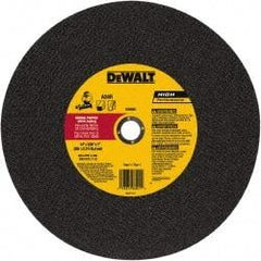 DeWALT - 14" 24 Grit Aluminum Oxide Cutoff Wheel - 0.109" Thick, 1" Arbor, 4,300 Max RPM, Use with Stationary Tools - Exact Tool & Supply