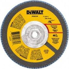 DeWALT - 80 Grit, 7" Disc Diam, 5/8-11 Center Hole, Type 29 Zirconia Alumina Flap Disc - 8,700 Max RPM, Poly Cotton Backing, Arbor Attaching System, Coated - Exact Tool & Supply