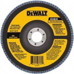DeWALT - 60 Grit, 6" Disc Diam, 5/8-11 Center Hole, Type 29 Zirconia Alumina Flap Disc - 10,100 Max RPM, Poly Cotton Backing, Arbor Attaching System, Coated - Exact Tool & Supply