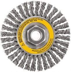 DeWALT - 4" OD, 5/8-11 Arbor Hole, Stringer Bead Stainless Steel Wheel Brush - 3/8" Face Width, 7/8" Trim Length, 0.02" Filament Diam, 20,000 RPM - Exact Tool & Supply