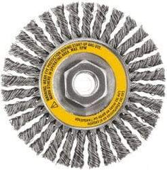 DeWALT - 4" OD, 5/8-11 Arbor Hole, Stringer Bead Stainless Steel Wheel Brush - 3/8" Face Width, 7/8" Trim Length, 0.02" Filament Diam, 20,000 RPM - Exact Tool & Supply