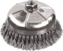 DeWALT - 3" Diam, 5/8-11 Threaded Arbor, Steel Fill Cup Brush - 0.02 Wire Diam, 7/8" Trim Length, 14,000 Max RPM - Exact Tool & Supply