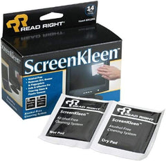 READ RIGHT - Pre-Moistened Screen Cleaning Wipes - Box, 5" x 5" Sheet Size, White - Exact Tool & Supply