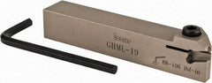 Iscar - GHM, External, Left Hand, 0.189" Max Depth of Cut, 1/4" Max Groove Width, Indexable Grooving Tool Holder - GI.. Insert Compatibility, 3/4" Shank Height, 3/4" Shank Width, 4.4" OAL - Exact Tool & Supply