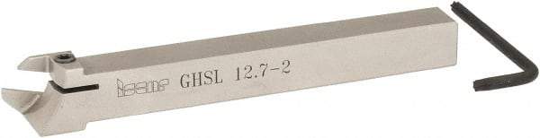Iscar - GHS, External, Left Hand, 1" Max Depth of Cut, 0.087 to 1/8" Groove Width, Indexable Grooving Tool Holder - GIG, GIM, GIP, TIP Insert Compatibility, 1/2" Shank Height, 1/2" Shank Width, 4.72" OAL - Exact Tool & Supply