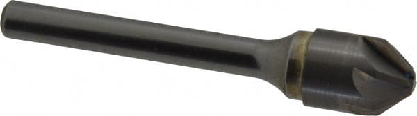 SGS - 1/2" Head Diam, 1/4" Shank Diam, 6 Flute 82° Solid Carbide Countersink - Exact Tool & Supply