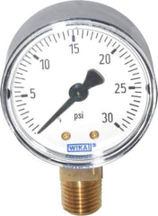 Wika - 2" Dial, 1/4 Thread, 0-30 Scale Range, Pressure Gauge - Lower Connection Mount, Accurate to 3-2-3% of Scale - Exact Tool & Supply