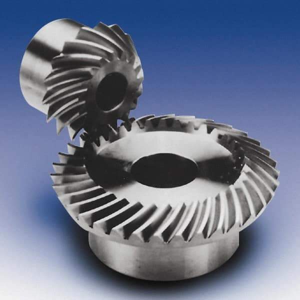 Boston Gear - 10 Pitch, 3.4" OD, 34 Tooth Spiral Bevel Gear & Pinion - 0.57" Face Width, Unhardened Steel - Exact Tool & Supply