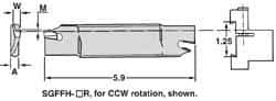 Iscar - 1.2598" Blade Height, 0.2047" Blade Width, 5.9055" OAL, Left Hand Cut, Double End Indexable Cut-Off Blade - 30mm Max Depth of Cut, SGFFH Blade - Exact Tool & Supply
