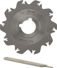 Iscar - Arbor Hole Connection, 0.049" Cutting Width, 1.18" Depth of Cut, 3.94" Cutter Diam, 1" Hole Diam, 10 Tooth Indexable Slotting Cutter - SGSF Toolholder, GSFN, GSFU Insert - Exact Tool & Supply