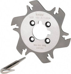 Iscar - Arbor Hole Connection, 3/32" Cutting Width, 1.04" Depth of Cut, 3.94" Cutter Diam, 1" Hole Diam, 6 Tooth Indexable Slotting Cutter - SGSF Toolholder, GSFN, GSFU Insert - Exact Tool & Supply