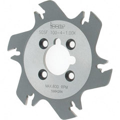 Iscar - Arbor Hole Connection, 1.04" Depth of Cut, 3.94" Cutter Diam, 1" Hole Diam, 6 Tooth Indexable Slotting Cutter - SGSF Toolholder, GSFN Insert - Exact Tool & Supply