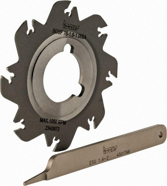 Iscar - Arbor Hole Connection, 0.049" Cutting Width, 0.7" Depth of Cut, 3" Cutter Diam, 1" Hole Diam, 8 Tooth Indexable Slotting Cutter - SGSF Toolholder, GSFN, GSFU Insert - Exact Tool & Supply