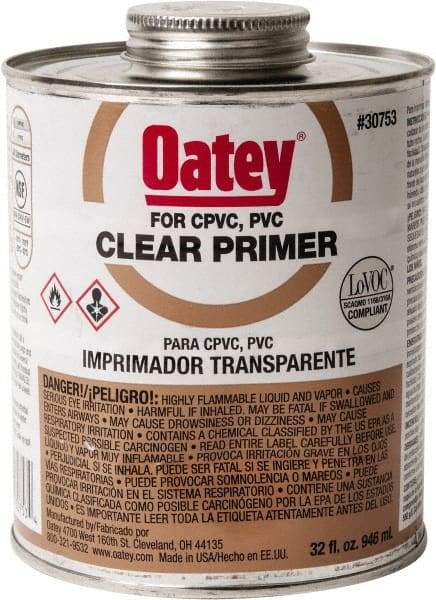 Oatey - 32 oz All Purpose Primer/Cleaner - Clear, Use with PVC - Exact Tool & Supply