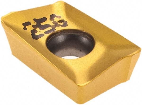 Iscar - APCT1003 HM Grade IC250 Carbide Milling Insert - TiCN/TiN Finish, 0.1382" Thick, 0.5mm Corner Radius - Exact Tool & Supply