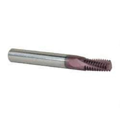 Carmex - 1/4-18 to 3/8-18 NPT, 0.312" Cutting Diam, 3 Flute, Solid Carbide Helical Flute Thread Mill - Internal/External Thread, 0.58" LOC, 2-1/2" OAL, 5/16" Shank Diam - Exact Tool & Supply