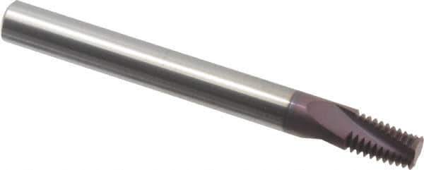 Carmex - 1/8-27 NPTF, 1/4" Cutting Diam, 3 Flute, Solid Carbide Helical Flute Thread Mill - Internal/External Thread, 0.39" LOC, 2-1/2" OAL, 1/4" Shank Diam - Exact Tool & Supply