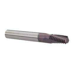 Carmex - 1/4-18 to 3/8-18 NPTF, 0.312" Cutting Diam, 3 Flute, Solid Carbide Helical Flute Thread Mill - Internal/External Thread, 0.58" LOC, 2-1/2" OAL, 5/16" Shank Diam - Exact Tool & Supply