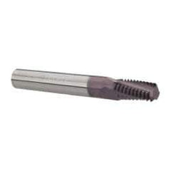 Carmex - 1/4-18 to 3/8-18 NPTF, 0.312" Cutting Diam, 3 Flute, Solid Carbide Helical Flute Thread Mill - Internal/External Thread, 0.58" LOC, 2-1/2" OAL, 5/16" Shank Diam - Exact Tool & Supply