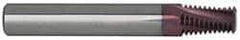 Carmex - 1/2-14 to 3/4-14 NPTF, 1/2" Cutting Diam, 4 Flute, Solid Carbide Helical Flute Thread Mill - Internal/External Thread, 0.82" LOC, 3-1/2" OAL, 1/2" Shank Diam - Exact Tool & Supply