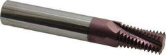Carmex - 1 - 11-1/2 to 2 - 11-1/2 NPTF, 5/8" Cutting Diam, 4 Flute, Solid Carbide Helical Flute Thread Mill - Internal/External Thread, 1.09" LOC, 4" OAL, 5/8" Shank Diam - Exact Tool & Supply