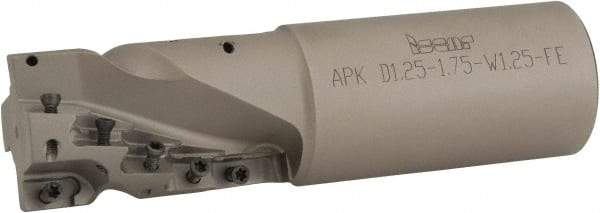 Iscar - 1-1/4" Cut Diam, 1.86" Max Depth of Cut, 1-1/4" Shank Diam, 4-1/2" OAL, Indexable Square Shoulder End Mill - AP.T 1003.. Inserts, Weldon Shank, 90° Lead Angle, Series Helimill - Exact Tool & Supply