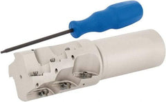 Iscar - 1-1/2" Cut Diam, 2.2" Max Depth of Cut, 1-1/4" Shank Diam, 5" OAL, Indexable Square Shoulder End Mill - AP.T 1003.. Inserts, Weldon Shank, 90° Lead Angle, Series Helimill - Exact Tool & Supply