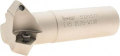 Iscar - 45° Lead Angle, 1.815" Max Cut Diam, 1.2" Min Cut Diam, 0.31" Max Depth of Cut, Indexable Chamfer and Angle End Mill - 3 Inserts, SCMT-19, SCMW, SDMT-AD-N, TPMT Insert Style, 3-3/4" Overall Length, Straight Shank - Exact Tool & Supply