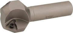 Iscar - 60° Lead Angle, 1.56" Max Cut Diam, 1" Min Cut Diam, 0.48" Max Depth of Cut, Indexable Chamfer and Angle End Mill - 3.54" Overall Length, Straight Shank - Exact Tool & Supply