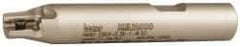 Iscar - 3/8" Cut Diam, 0.394" Max Depth of Cut, 1/2" Shank Diam, 3" OAL, Indexable Square Shoulder End Mill - AP..1003.., HM90 AP..1003.. Inserts, Weldon Shank, 90° Lead Angle, Series Heli2000 - Exact Tool & Supply