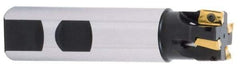 Iscar - 1-1/2" Cut Diam, 0.56" Max Depth of Cut, 1-1/4" Shank Diam, 4-1/2" OAL, Indexable Square Shoulder End Mill - AD..1505.., HM90 AD..1505 Inserts, Weldon Shank, 90° Lead Angle, Through Coolant, Series Heli2000 - Exact Tool & Supply