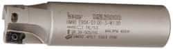 Iscar - 1" Cut Diam, 0.394" Max Depth of Cut, 1" Shank Diam, 3-3/4" OAL, Indexable Square Shoulder End Mill - AP..1003.., HM90 AP..1003.. Inserts, Weldon Shank, 90° Lead Angle, Series Heli2000 - Exact Tool & Supply
