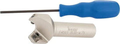 Iscar - 45° Lead Angle, 1.47" Max Cut Diam, 1" Min Cut Diam, 0.26" Max Depth of Cut, Indexable Chamfer and Angle End Mill - 2 Inserts, SE.. 1204, SE.. 12T3.. Insert Style, 3-1/2" Overall Length, Straight Shank - Exact Tool & Supply