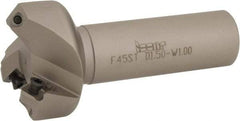 Iscar - 45° Lead Angle, 2" Max Cut Diam, 1-1/2" Min Cut Diam, 0.26" Max Depth of Cut, Indexable Chamfer and Angle End Mill - 3 Inserts, SE.. 1204, SE.. 12T3.. Insert Style, 4" Overall Length, Straight Shank - Exact Tool & Supply